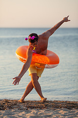 Image showing Fun dance at the seashore