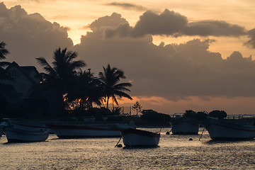 Image showing A bay with boats