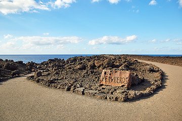 Image showing Los Hervideros rusty sign 