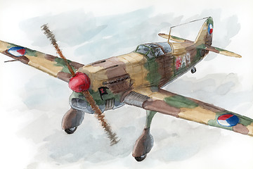 Image showing Loose drawing of a Czechoslovakian fighter Avia B.35 (second pro