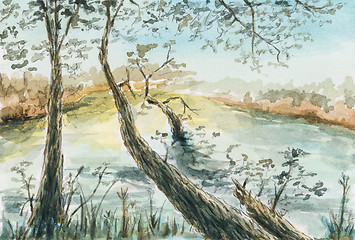Image showing Abstract landscape with trees