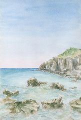 Image showing Sea coastline with rocks