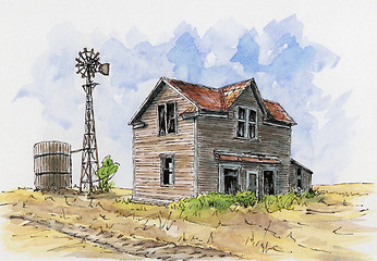 Image showing Abandoned house somewhere in USA. Loose sketch.