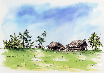 Image showing Thai village. Loose sketch.