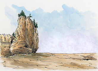 Image showing Rock formation at the Canadian Bay of Fundy. Loose sketch.