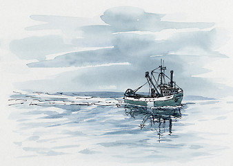 Image showing Small fishing trawler