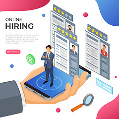 Image showing Online Isometric Employment and Hiring Concept
