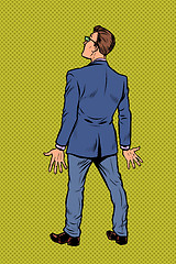 Image showing businessman stands back