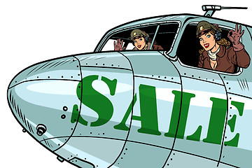 Image showing women pilots flying on sale, bomber