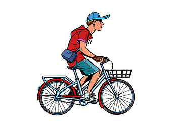 Image showing teenager guy on a city bike