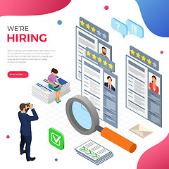 Image showing Online Isometric Employment and Hiring Concept