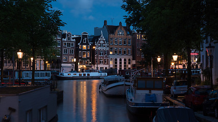 Image showing Romantic evening Amsterdam, Netherlands