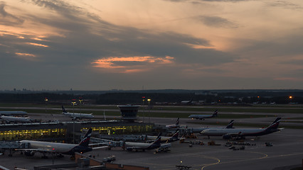 Image showing Sheremetyevo Airport in late evening Moscow, Russia