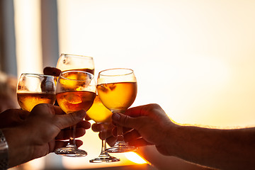 Image showing Friends toasting with wine at the party