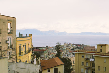 Image showing City houses and Gulf of Naples in Italy.