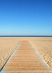 Image showing Empty beach and wooden path