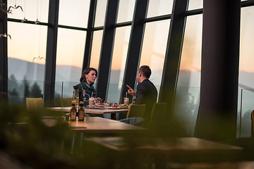 Image showing Couple on a romantic dinner at the restaurant