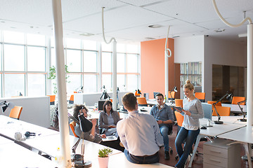 Image showing Young Business Team At A Meeting at modern office building