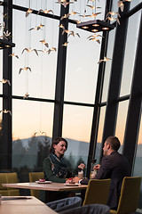 Image showing Couple on a romantic dinner at the restaurant