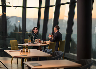 Image showing Couple on a romantic dinner at the restaurant