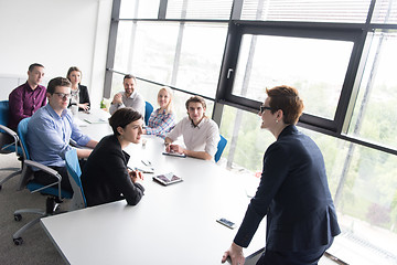 Image showing Group of young people meeting in startup office