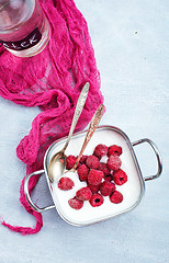 Image showing desert with raspberry