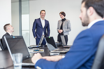 Image showing Corporate business team office meeting.