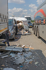 Image showing Semi Trucks Traffic Accident