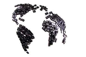 Image showing black keyboard keys as world map