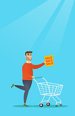 Image showing Man running in a hurry to the store on sale.