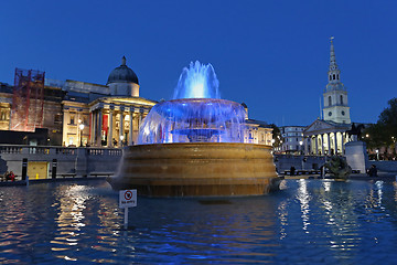 Image showing Trafalgar Fountain Night