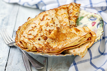 Image showing Delicious Norwegian pancakes.