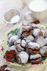 Image showing Homemade chocolate cookies Brownies with cracks.