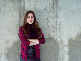 Image showing portrait of young female architect on construction site