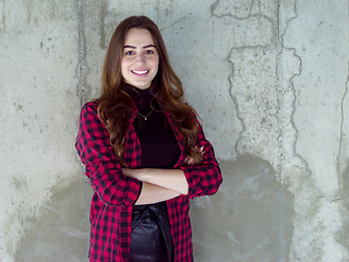 Image showing portrait of young female architect on construction site