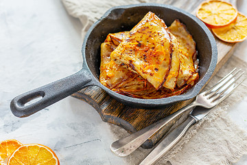 Image showing Crepe Suzette with orange sauce.