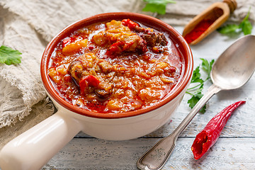 Image showing Goulash with beef. Hungarian cuisine.