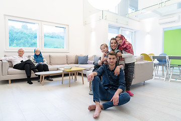 Image showing portrait of happy modern muslim family