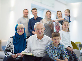 Image showing portrait of happy modern muslim family