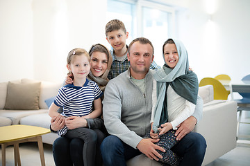 Image showing portrait of young happy modern muslim family