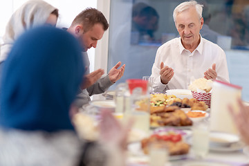 Image showing modern muslim family having a Ramadan feast