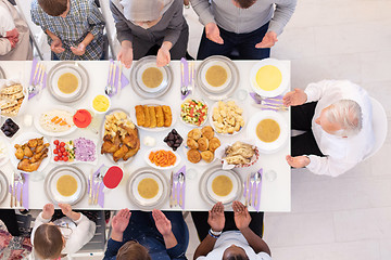 Image showing top view of modern muslim family having a Ramadan feast