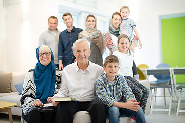 Image showing portrait of happy modern muslim family