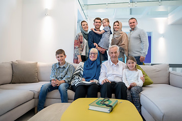 Image showing portrait of happy modern muslim family