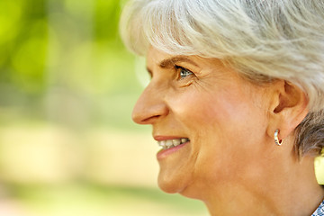 Image showing portrait of happy senior woman at summer park