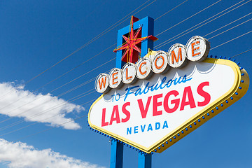 Image showing welcome to fabulous las vegas sign over blue sky