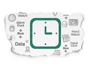 Image showing Timeline concept: Watch on Torn Paper background