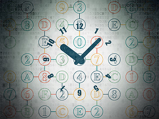 Image showing Time concept: Clock on Digital Data Paper background