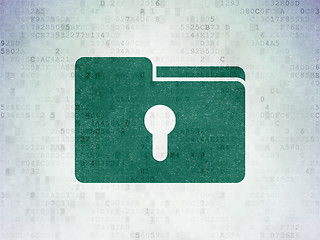 Image showing Business concept: Folder With Keyhole on Digital Data Paper background
