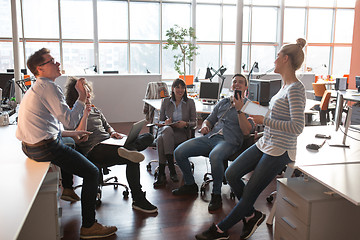 Image showing Young Business Team At A Meeting at modern office building